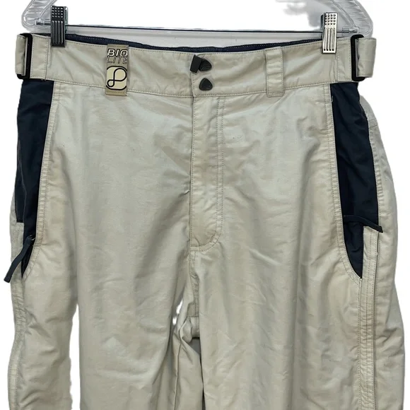 Burton Bio-Lite Beige Snow Pants Zippered Pockets Adjustable Waist Womens L - Picture 2 of 11